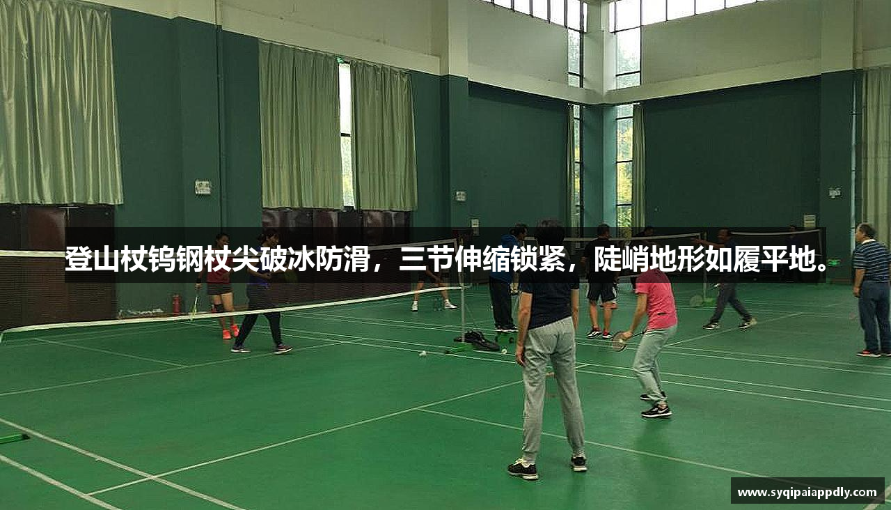 登山杖钨钢杖尖破冰防滑，三节伸缩锁紧，陡峭地形如履平地。